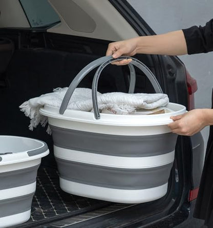 Collapsible Bucket 16L with Handles, Foldable Silicone Mop Bucket Space Saving Tub for Laundry, Camping, Beach & Pool Party Ice Bucket, Portable Wash Basin for Home, Car & Outdoor, 4.2 Gallon