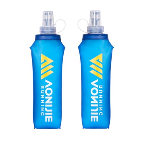 AONIJIE 250ML/350ML/500ML/600ML Portable TPU Soft Water Bottle Folding Soft Flasks For Outdoor Marathon Running Hydration Camping Hiking - color: 500ml-2pcsN