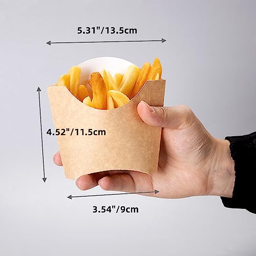 XZJMY 60 Pack 5oz French Fry Containers,Disposable Paperboard French Fries Containers,French Fries Holders, Small Kraft Paper Takeout Boxes for Wedding Birthday Carnival Party (Brown)