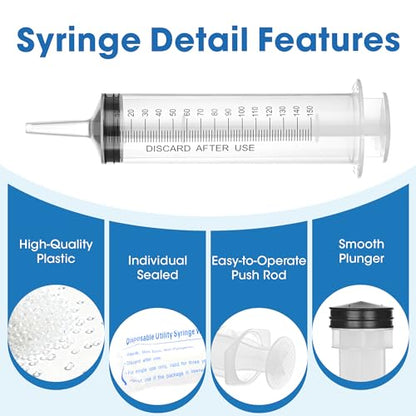 150mL Plastic Syringe for Liquid - 3 Pack Large Syringes with Adapter for Scientific Labs, Feeding, Oil Filling, Individually Wrapped - style: 150mL