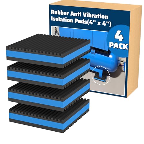 4 Pack Rubber Anti Vibration Pads 6" X 6" X 7/8", Heavy Duty EVA Vibration Isolation Pads for Compressos, Conditioner, Treadmill, Washing Machine, Dryer, Rubber Isolation Pads - size: 6" X 6" X 7/8"