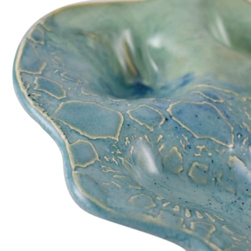 American Made Stoneware 13" Shrimp Serving Plate Tray, Ocean Lace Pottery Collection