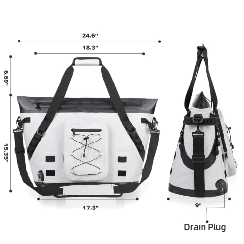 MORXPLOR Insulated Fish Cooler Kill Bag with Flat Bottom-26x18 31x14 40x16 50x18 60x20 70x25 Inches Waterproof Fishing Tackle Kill Cooler Bag - color: Misty-26x18x9