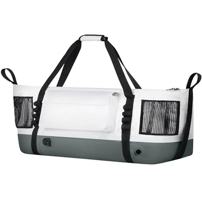 Insulated Fish Cooler Kill Bag with Flat Bottom-26x18 31x14 40x16 50x18 60x20 70x25 Inches Waterproof Fishing tackle Kill Cooler Bag - color: CreamGrey-40x16x10