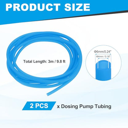 Pump Tubing, 4mm ID x 6 mm OD 9.8ft Aquarium Hose,(Blue, 2 Pack), Intended for Saltwater Reef Tank/Aquarium Pump Fluid Transfer/Replacement Tubing for Container - color: Blue
