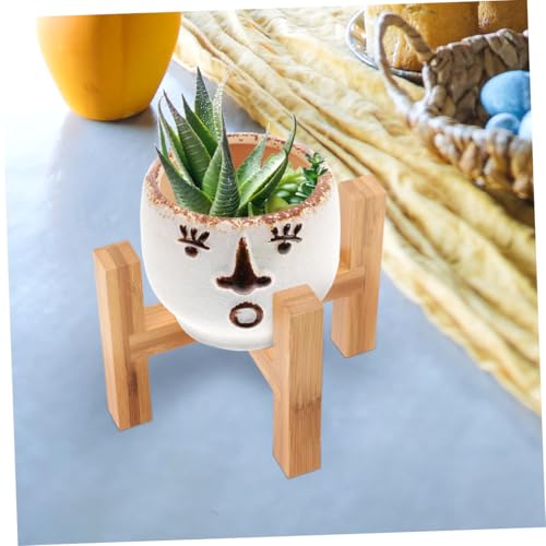 Wooden Four-Legged Flower Pot Holder Stand Decorative Plant Base with Anti-Slip Pads Retro Style Crafts Stand for Indoor Potted Plants and Mini Fish Tanks