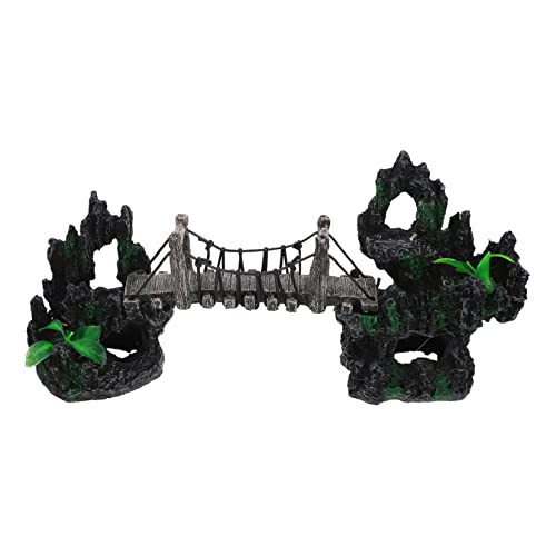 BESPORTBLE Underwater Suspension Bridge Decor for Fish Tank Resin Rockery Ornament Aquarium Landscaping Statue for Betta Fish Habitat and Aquarium Accessory