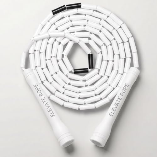 Elevate Rope Beaded Jump Rope, 1 in Beads, 10 ft Adjustable, Segmented - color: Black/White