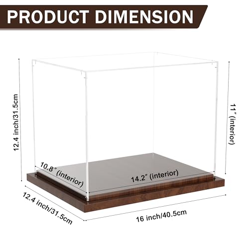 VGMiu Football Helmet Display Case Full Size Clear Case with Wood Base - size: Football Helmet Case