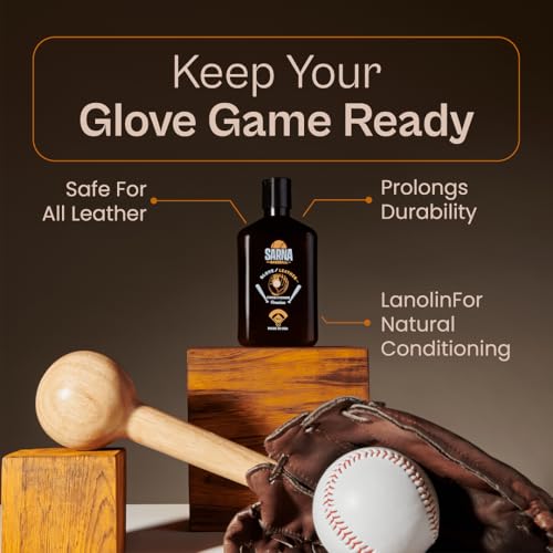 SARNA BASEBALL Glove Oil for Softball & Baseball Gloves, 8 Oz – Lanolin-Based Formula, Helps Soften Leather & Prevents Cracking – Game-Ready Glove Oil to Break in Gloves - size: 8oz Baseball