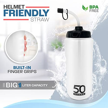 50 Strong | Hockey & Lacrosse Water Bottle with Straw, 1 Liter - size: 1 Pack