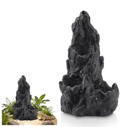 Black Artificial Aquarium Rock Decor Hide, Aquarium Mountain View Stone, Rockery Ornaments Landscaping Model for Fish Tank Terrariums Reptile Enclosures Fairy Garden