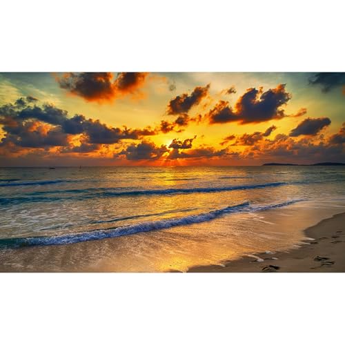 Sunset Tropical Beach Aquarium Background Sunrise Ocean Seashore Fish Tank Background Ocean Seascape Terrarium Backgrounds Sunset Over the Seacoast Sea Waves Sand Reptile Tank Backgrounds 24x12in - color: Dark Brown, size: 24(W)x12(H)inches/ 60(W)*30cm(H)