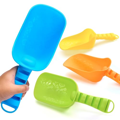 Sloosh Beach Sand Shovels for Kids - 4 Packs Shovels Colorful Scoops Travel Sand Toys for Toddlers Kids Outdoor Digging Play, Heavy Duty Plastic Garden Planting Shovels Spades Sets Sandbox Toys