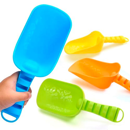 Sloosh Beach Sand Shovels for Kids - 4 Packs Shovels Colorful Scoops Travel Sand Toys for Toddlers Kids Outdoor Digging Play, Heavy Duty Plastic Garden Planting Shovels Spades Sets Sandbox Toys