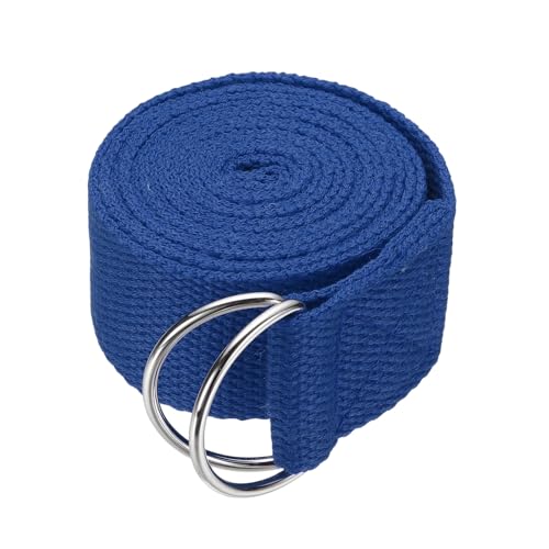 Yoga Strap for Stretching, Athletic Stretch Band with Adjustable Metal D Ring Buckle Yoga Bands - color: Blue, size: 5.9ft