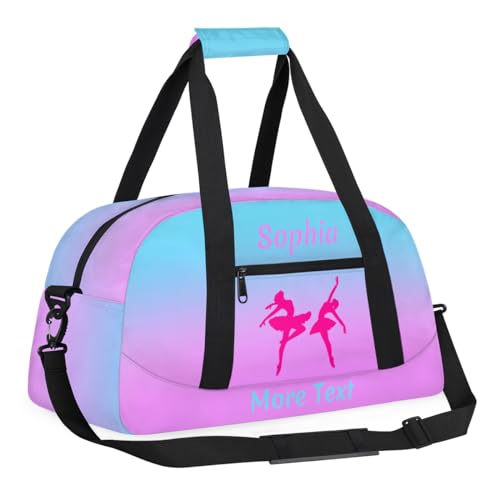 Personalized Dance Bag Girl Sport Duffel Bag, Custom Kids Gym Bag, Pink Ballet Gifts Customize Travel Duffle Bag with Name, Overnight Weekender Bags - color: Color 4, style: Ballet