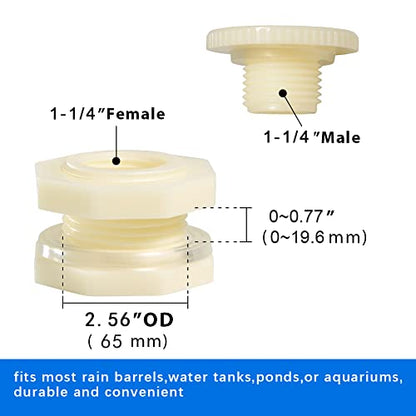 1-1/4" ABS Bulkhead Water Tank Connector Adapter Fitting Thru-Bulk Pipe Fitting (Pack of 4) - size: 1.25 Inch, style: Set of 4