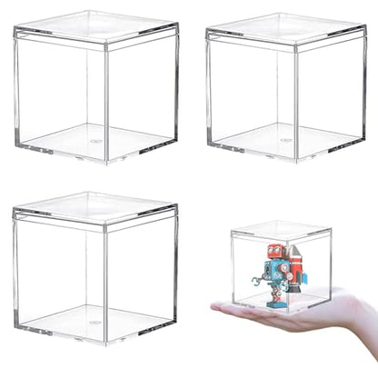 Clear Acrylic Candy Box with Lid Acrylic Decorative Boxes Acrylic Square Cube for Vanity Jewelry Accessories - size: 2.6 x 2.6 x 2.6 Inch