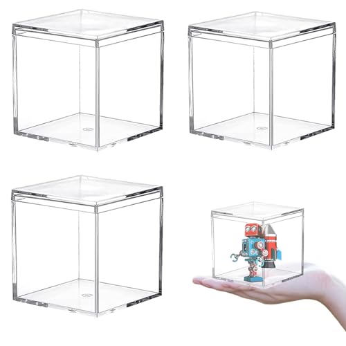 Clear Acrylic Candy Box with Lid Acrylic Decorative Boxes Acrylic Square Cube for Vanity Jewelry Accessories - size: 2.6 x 2.6 x 2.6 Inch
