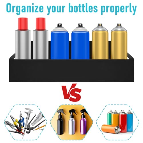 2 Pcs Magnetic Spray Can Holder, Magnet Toolbox Holder, Wall Mounted Spray Bottle Rack, Mechanic Paint Can Organizer, Tool Box Storage Rack for Garage Home Workspace (Black)