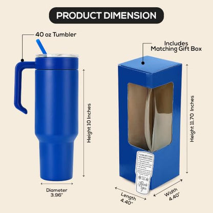 makerflo 40 oz Blue Powder Coated Tumbler Pack of 25 with MakerTwist™ System, Twist-On Handle Option (Handle Sold Separately) Customizable Blank Tumbler, Ideal for Laser Engraving, UV DTF, Epoxy - color: Blue, size: Case of 25