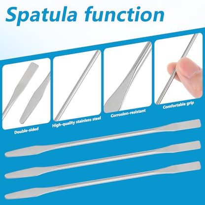 3PCS Double-Ended Spatula, Stainless Steel Lab Spatula, Mini Metal Spatula, Shovel Tapered Arrow End Flat Ends, 5.9 Inches (Silver)