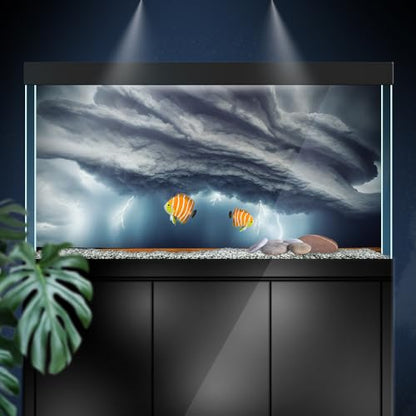 Aquarium Background Stickers - Thunderstorm Lightning - Self-Adhesive Fish Tank Reptile Terrarium Decor Poster (90 x 60 cm / (35.4 x 23.6 inches))