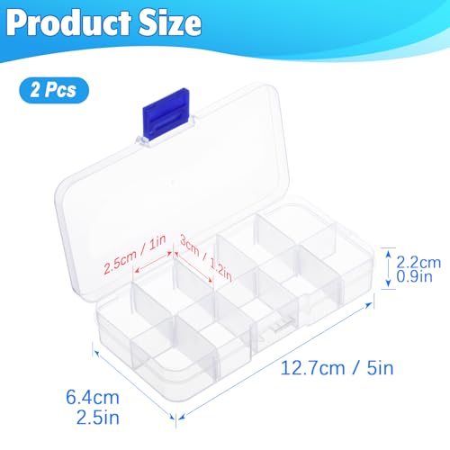 2 Pcs Mini Fishing Tackle Box Clear Fishing Lure Hook Storage Organizer Box Small Plastic Container with Detachable Dividers, Tackle Utility Boxes