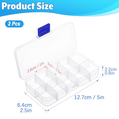 2 Pcs Mini Fishing Tackle Box Clear Fishing Lure Hook Storage Organizer Box Small Plastic Container with Detachable Dividers, Tackle Utility Boxes