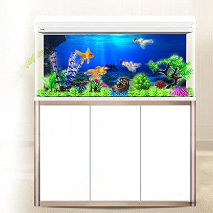 FILFEEL Aquarium Background Fish Decorations Pictures 3D Effect PVC Adhesive Poster Underwater World Backdrop Decoration Paper Cling Decals Sticker (61 x 41cm)