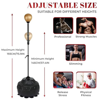 INNOLIFE Reflex Ball Speed Bag Free Standing Boxing Bag with Strong Spring | Adjustable Height Punching Bag for Relief Stress and Home Fitness