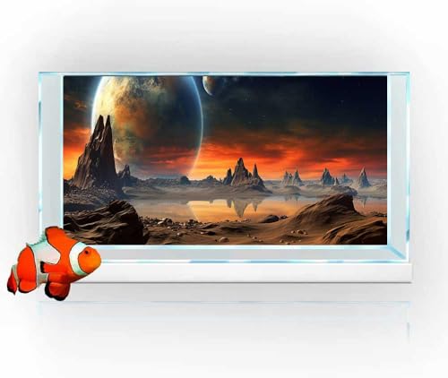 24X16IN Cosmic Aquarium Background, Cool Parallel Space Themed Fish Tank Background, Tropical Desert Terrarium Background with 8 EVA Double-Sided Tape - color: Outer Space, size: 24X16in/60X40cm