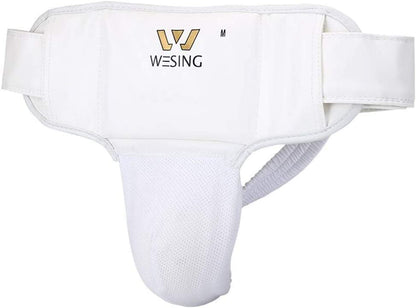 Wesing Karate Protective Gears Set with Chest Guard Gloves Groin Protection and Shin Instep Guard for Men - color: Blue, size: Small