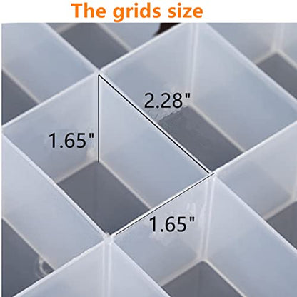 2PCS 36 Grids Large Plastic Organizer Box with Dividers, Compartment Organizer Box for Nail Accessories/Screw/Sewing Arts and Oil Paint, Bead Storage Containers 14.9" x 9.2" x 1.9" (Clear) - size: 2PCS 36Grids