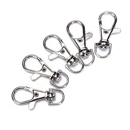 Silver Metal Swivel Lobster Snap Clasp Hooks 5 Piece Set | Easy to Close and Open, Spring Loaded Gate, for Decorations and Key Rings, Beading Projects