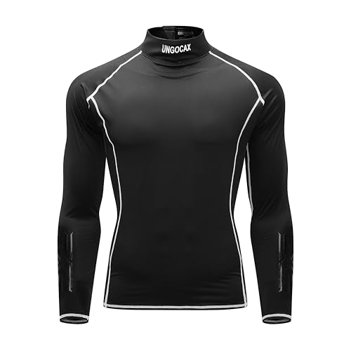 Hockey Shirt with Neck Guard for Adult and Youths,Long Sleeves Compression Shirt with Integrated Neck Guard - size: Medium