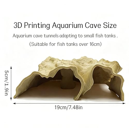 3D Printed Aquarium Cave Tunnel, 6.7" Under Gravel Fish Hideout with Viewing Ports, for Pleco, Shrimp, Corydoras, Freshwater Saltwater Tank