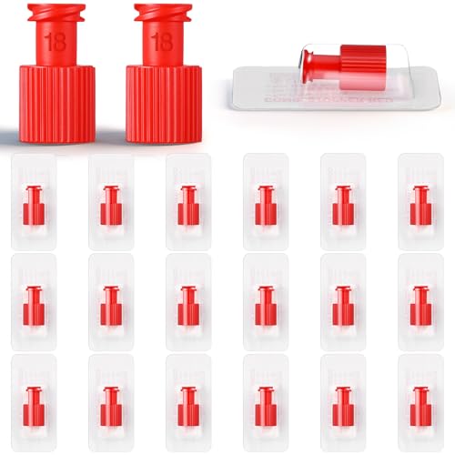 Novabright 20 Pcs Luer Stopper Red Closing Cones Individually Packaged for Male & Female Luer Connectors for Tubing and Fluid Control