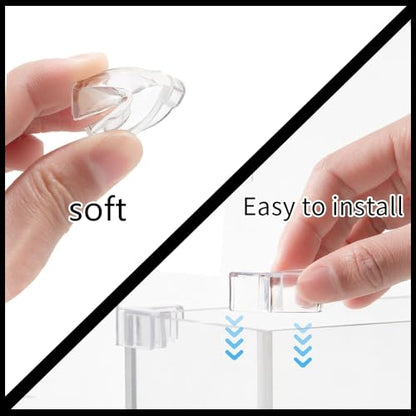 (4 Pack) Corner Protector for Aquarium, Clear Fish Tank Corner Guard, Glue-Free & Firm (S (for 5-6mm Thick))