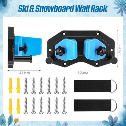 Soulchen 2 Pcs Ski Snowboard Wall Rack, Garage Storage Organizer