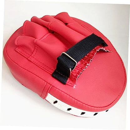 Pair of Curved Thai Pads for Kickboxing Training, PU Leather Red