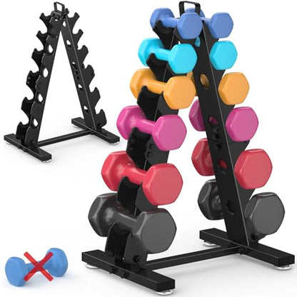 TomCare 6-Tier|5-Tier|4-Tier|2-Tier Dumbbell Rack Stand Only for Home Gym - color: Black, size: 6 Tier