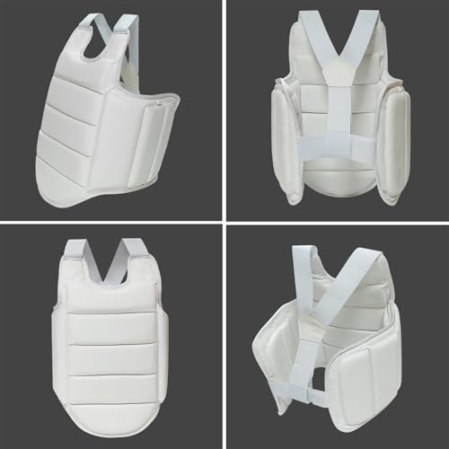 Karate Sparring Gear Chest Protector, White Reversible Taekwondo Boxing MMA Martial Arts Muay Thai Kickboxing Training Body Protector - size: X-Large