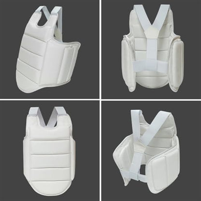 Karate Sparring Gear Chest Protector, White Reversible Taekwondo Boxing MMA Martial Arts Muay Thai Kickboxing Training Body Protector - size: X-Large