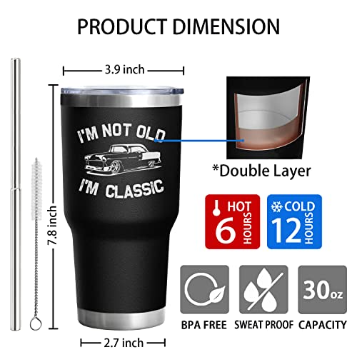 Dad Gifts for Men 30 Oz I'm Not Old I'm Classic Cup Tumbler Coffee Mug with Lid and Straw Mens Father's Day, Christmas and Birthday Gifts Idea 50th 60th 70th 80th - color: I'm Not Old-01