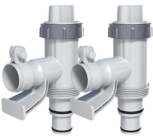 [ Patented ] POOLHACKER Plunger Valve Plus with Pool Hose Adapter and Pool Pipe Holder, Pool Replacement Parts Accessories for above Ground Pool (2 Pcs) - color: 2 Pack - Linear Top