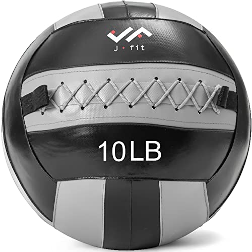 JFit Wall Ball – Premium Soft Weighted Exercise Ball for Strength, Conditioning, Gym & Home Workouts, 4-30 LB - color: Gray/Black, style: 10-Pound