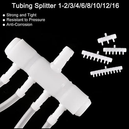 uxcell 2Pcs 9mm to 5.5m 10 Ways Air Line Tubing Splitter Connector Fish Tank Oxygen Pipe Air Tubing Adapter for Aquarium, White