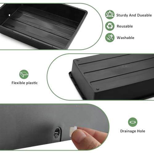 5 Pack Nursery Pots Trays with Removable Mesh Drainage Mat, Plastic Seed Starter Trays (17"x12"x3.5") with Drainage Hole, Propagation Kit for Seedlings, Microgreens, Plant Germination (Black) - size: 17" L x 12" W x 3.5" H